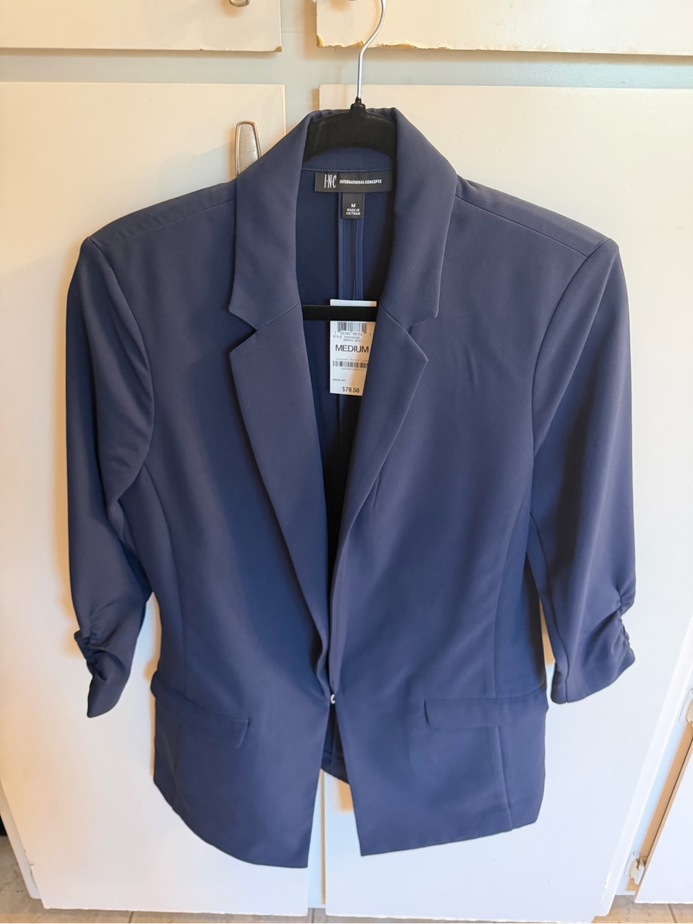 INC International Concepts Slate Blue Open-Front Blazer